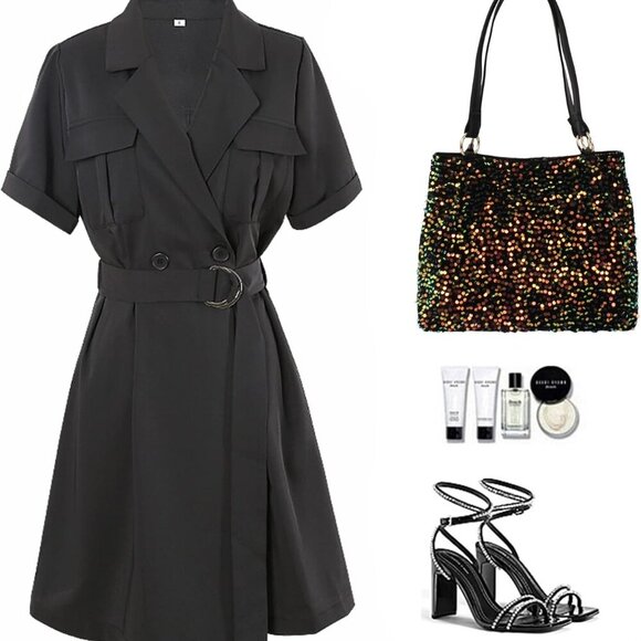 Women's Glitter Sequins Shoulder Tote Big Capacity Shimmer Shopping Bag Sparklin - Picture 2 of 8